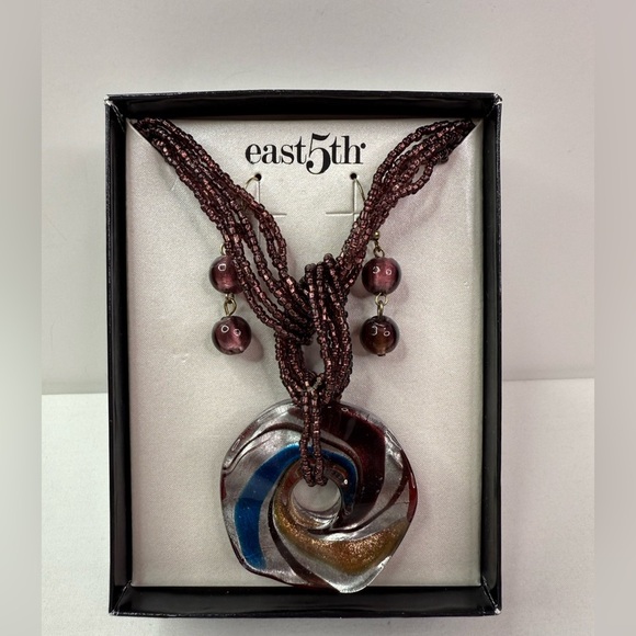 NIB East 5th Blue and Purple Swirled Pendant Necklace - Picture 1 of 4